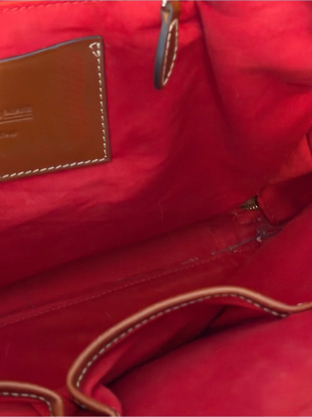 Dooney & Bourke Cognac Double Zip Leather Briefcase Messenger Bag Laptop